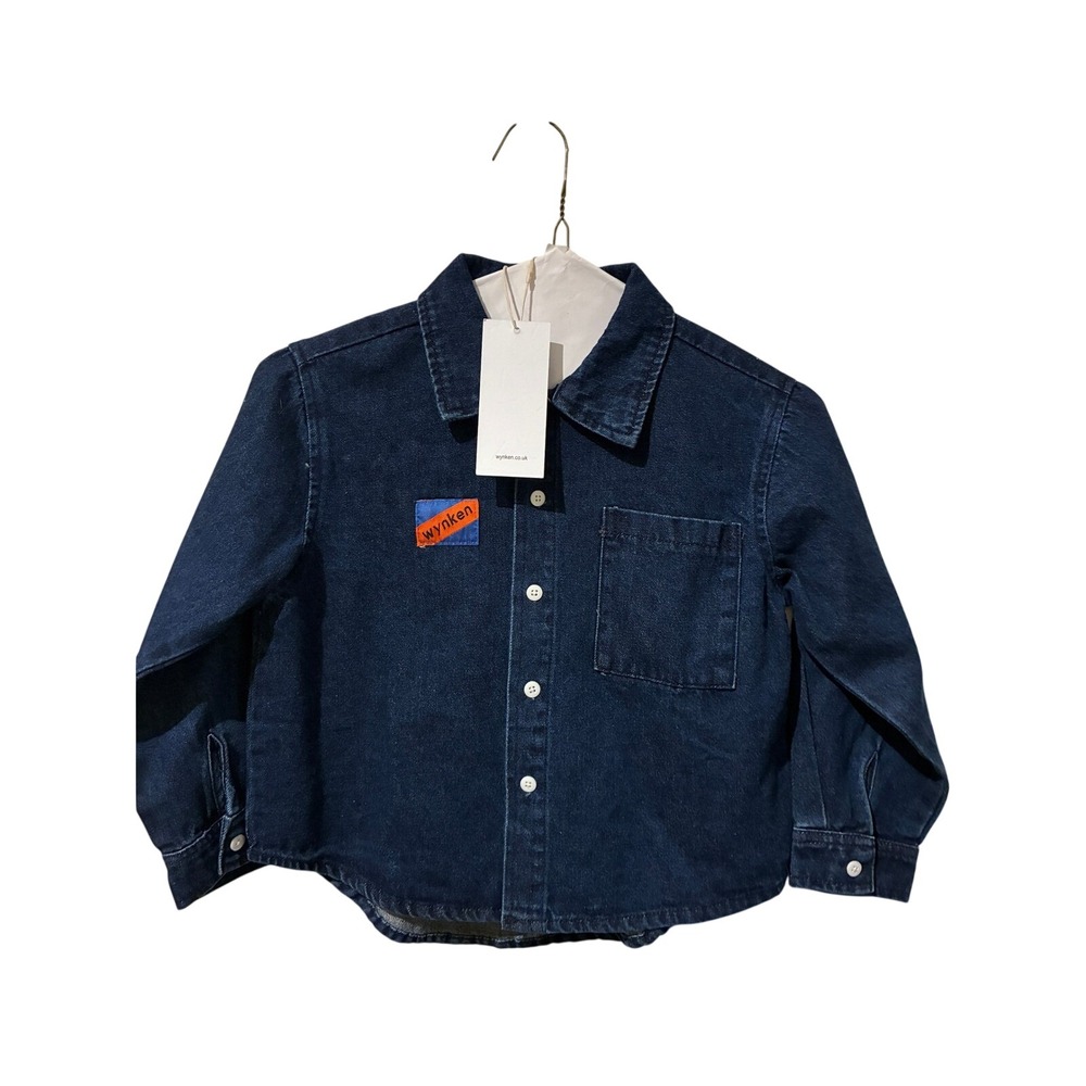 Wynken Kids Dark Indigo Denim Button Down Shirt 100% Cotton Size 6y NWT
